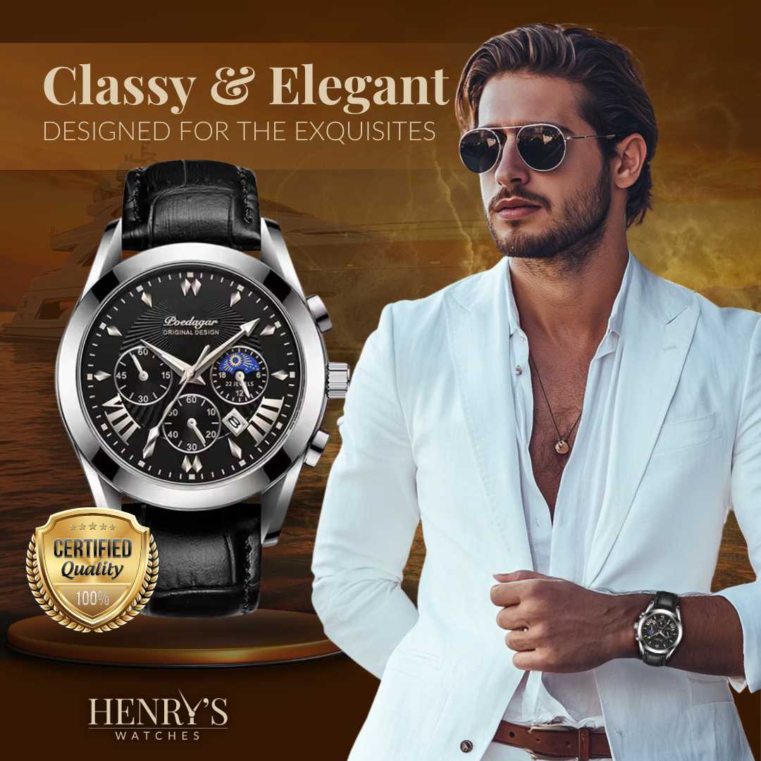 Sleek Leather Band Luxury Watch