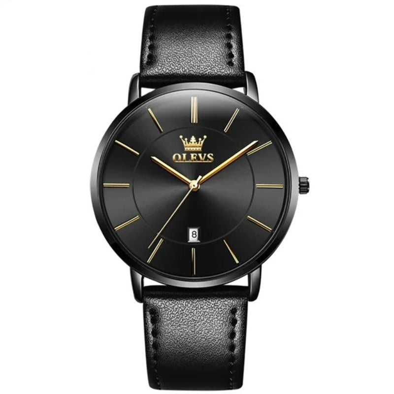 Leather Band Car Date Watch