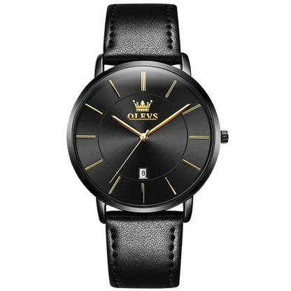 Leather Band Car Date Watch