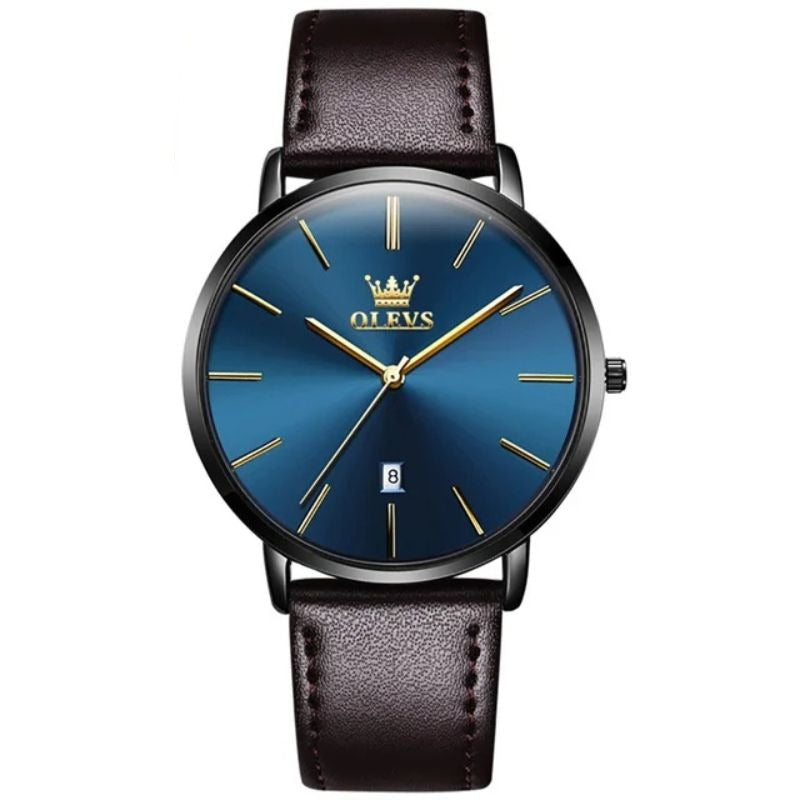 Leather Band Car Date Watch