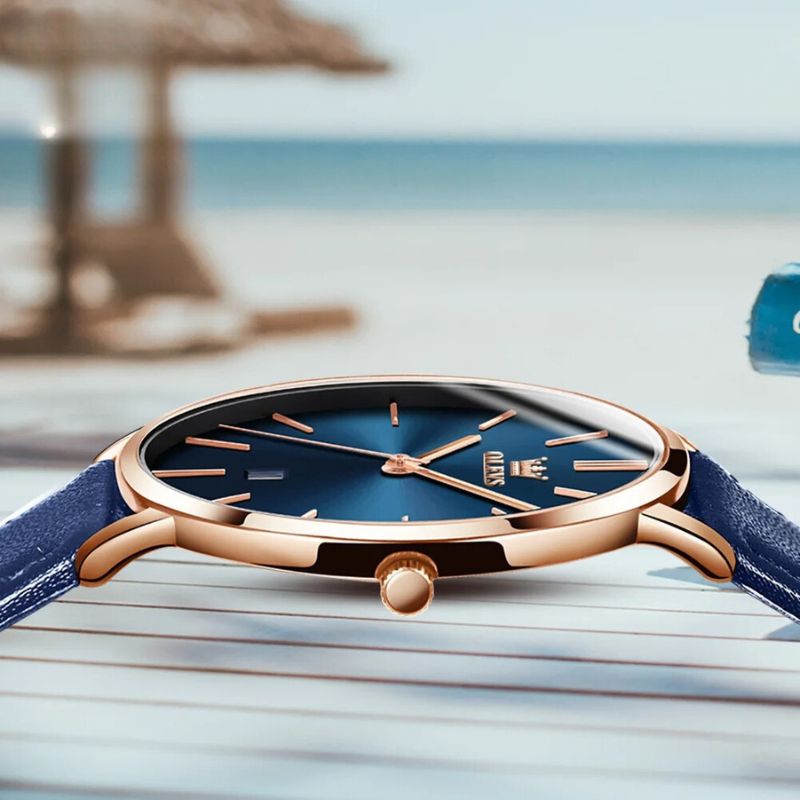 Leather Band Car Date Watch
