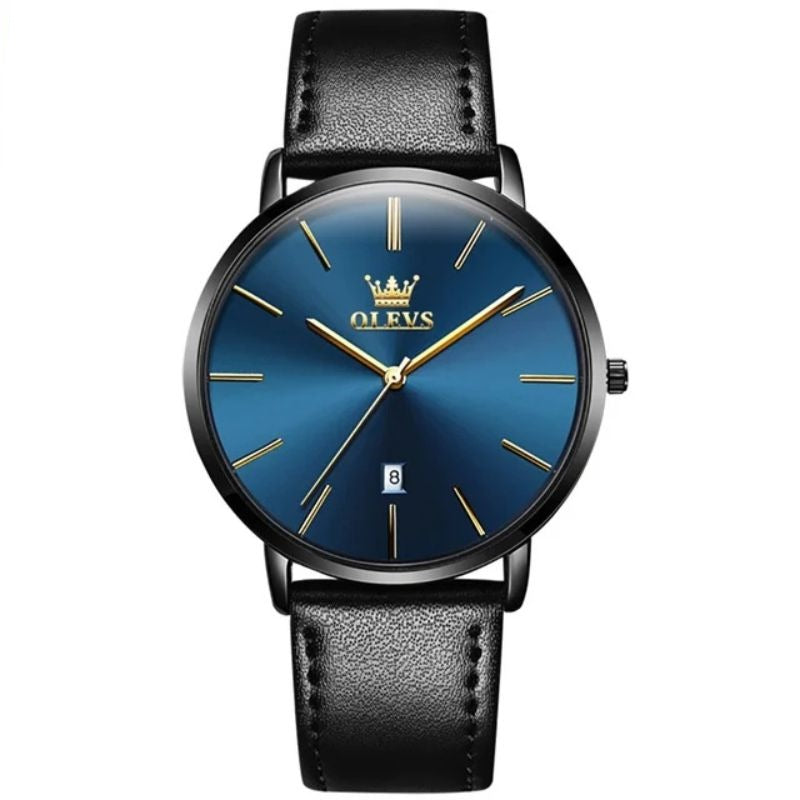 Leather Band Car Date Watch
