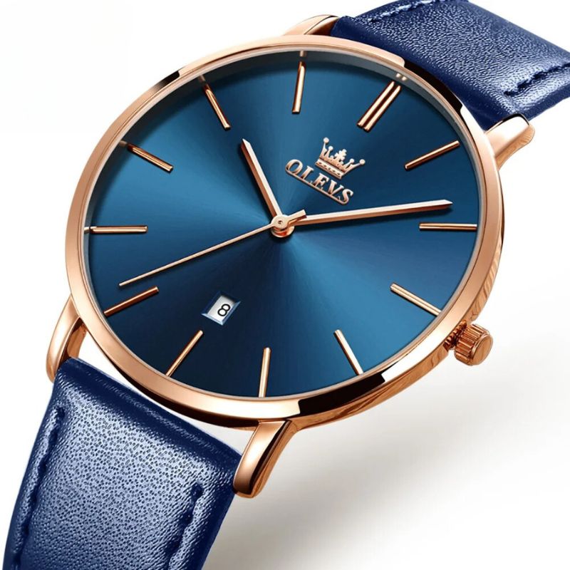 Leather Band Car Date Watch