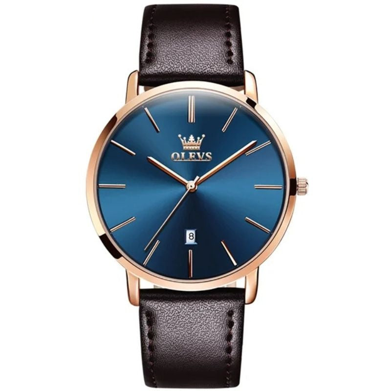 Leather Band Car Date Watch