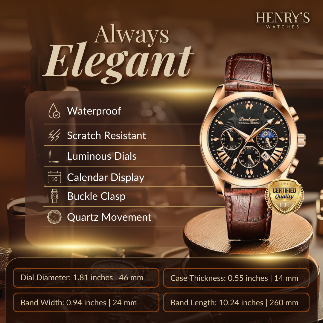 Sleek Leather Band Luxury Watch