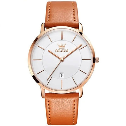 Leather Band Car Date Watch