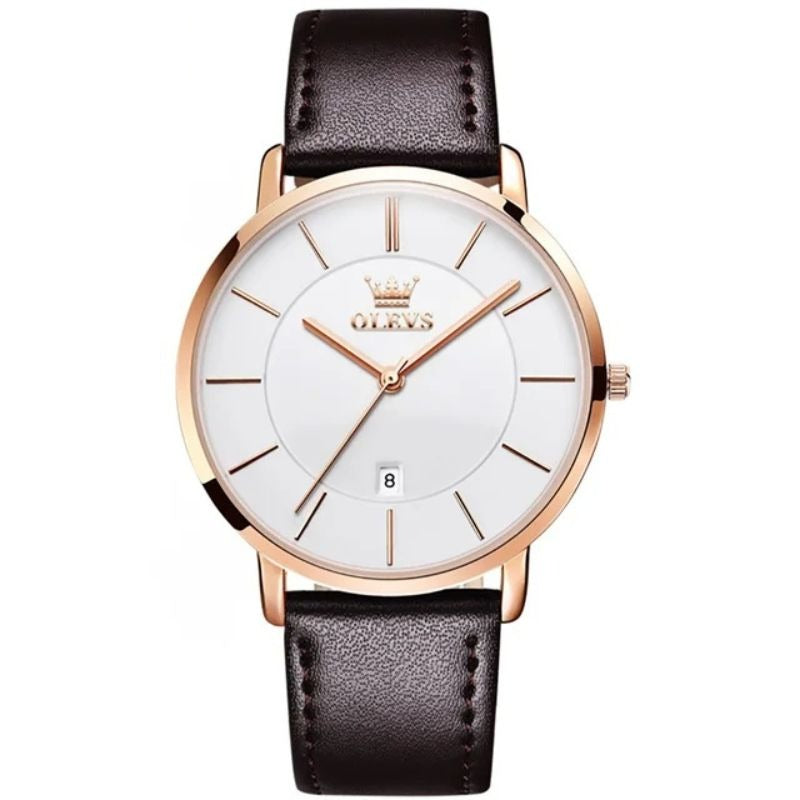 Leather Band Car Date Watch