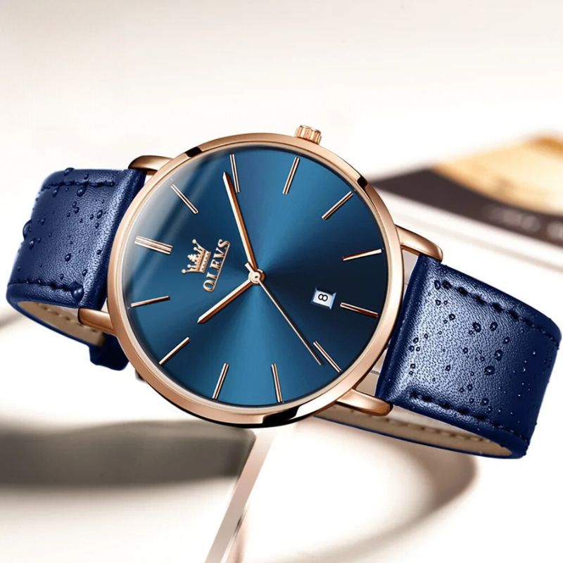 Leather Band Car Date Watch
