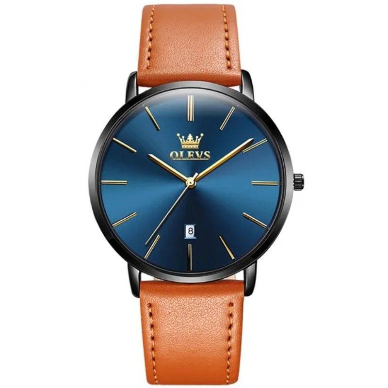 Leather Band Car Date Watch