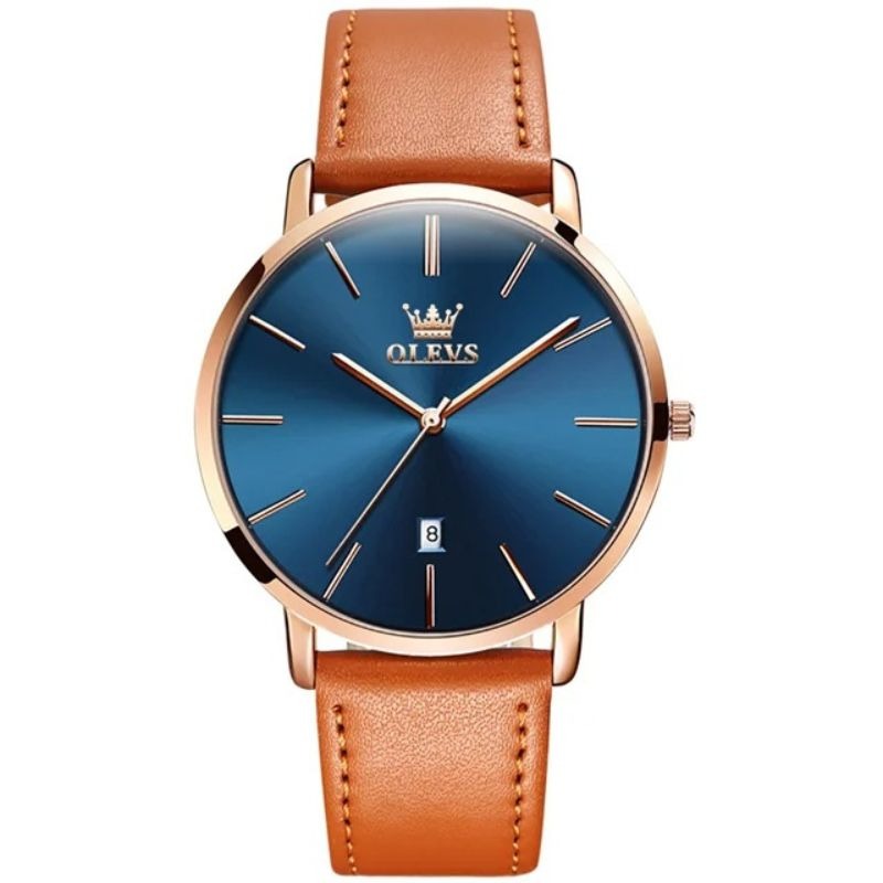 Leather Band Car Date Watch