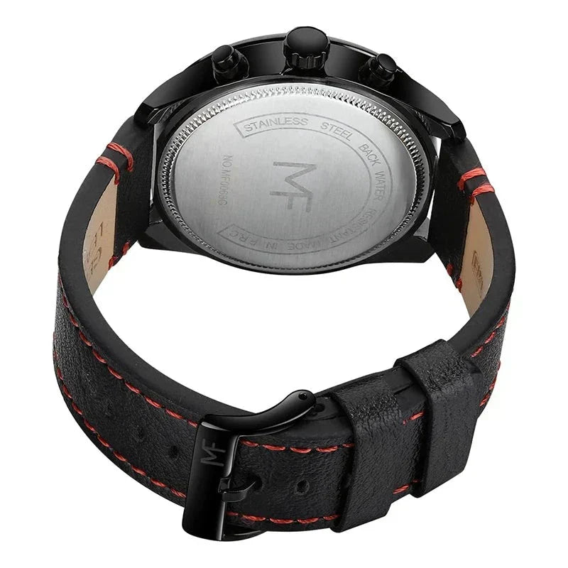 Luxury Leather Band Quartz Chronograph Sports Watch
